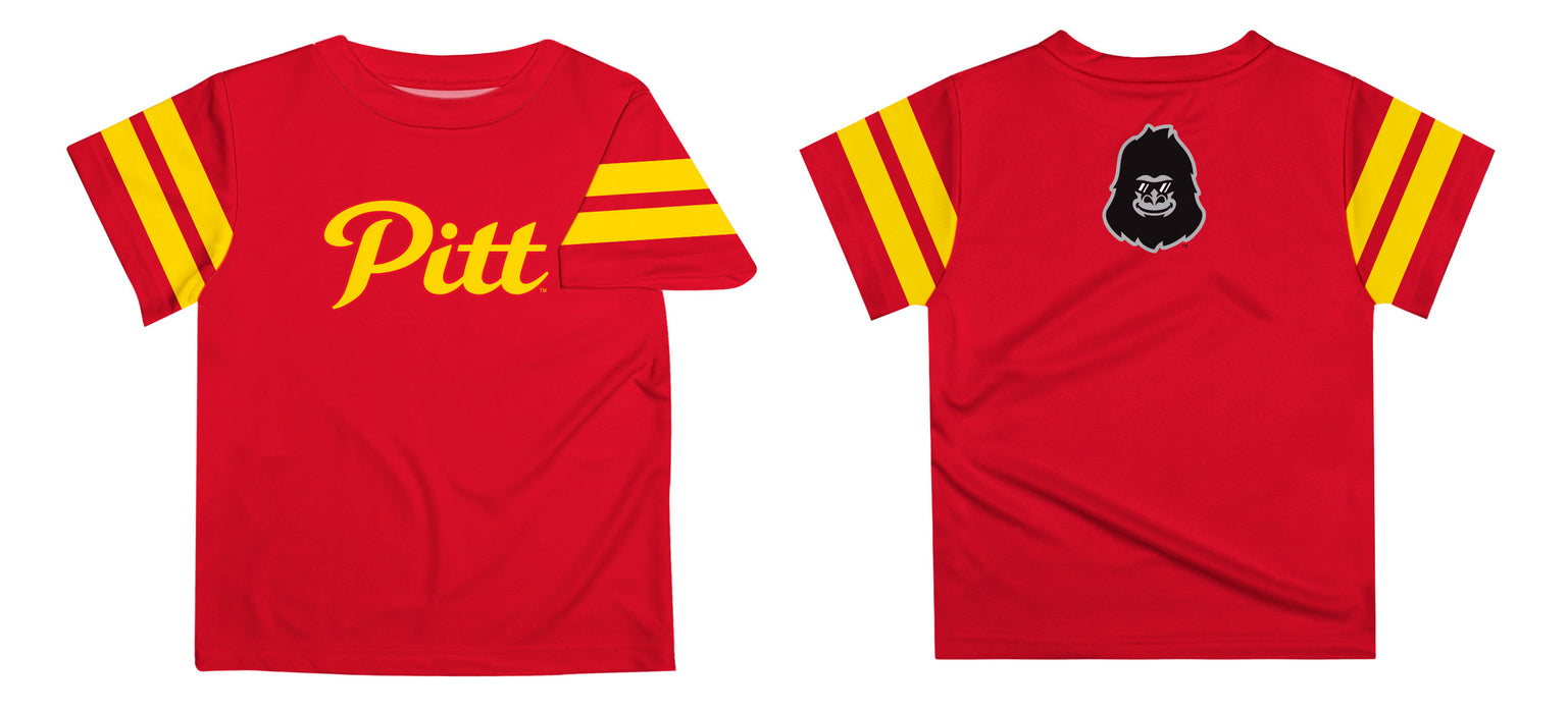 Pittsburgh State University Gorillas Vive La Fete Boys Game Day Crimson Short Sleeve Tee with Stripes on Sleeves - Vive La Fête - Online Apparel Store