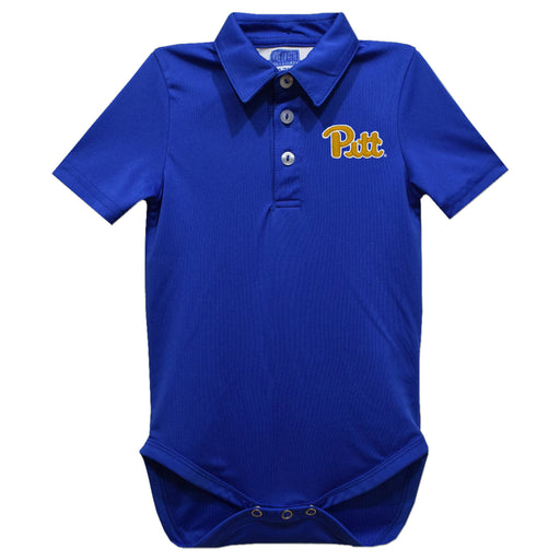 Pittsburgh Panthers UP Embroidered Royal Solid Knit Polo Onesie