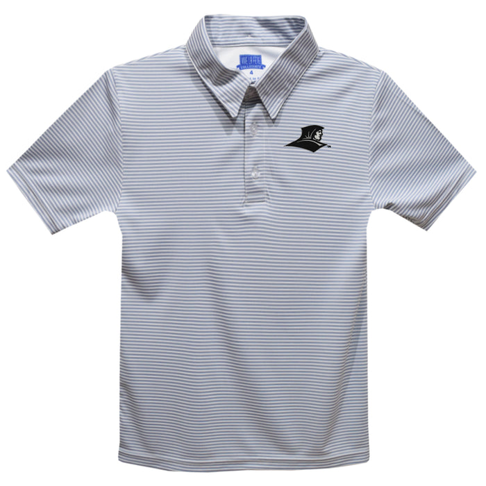 Providence Friars Embroidered Gray Stripes Short Sleeve Polo Box Shirt