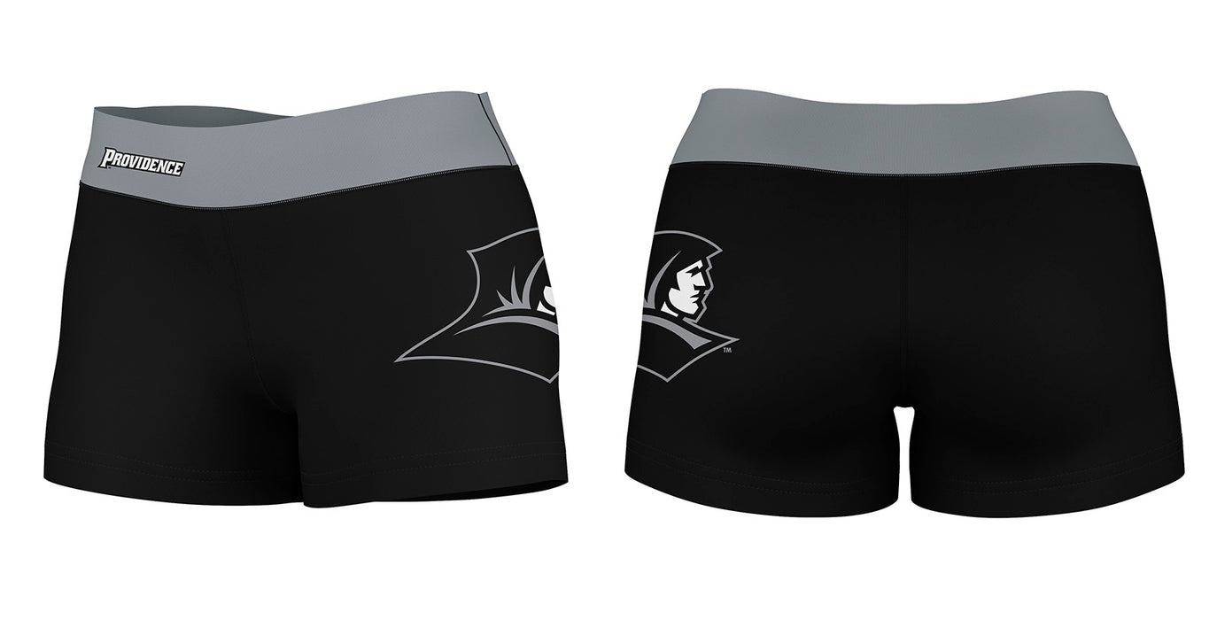 Providence Friars Vive La Fete Logo on Thigh & Waistband Black Gray Women Yoga Booty Workout Shorts 3.75 Inseam" - Vive La Fête - Online Apparel Store