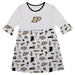 Purdue University Boilermakers 3/4 Sleeve Solid White Repeat Print Hand Sketched Vive La Fete Impressions Artwork on Ski