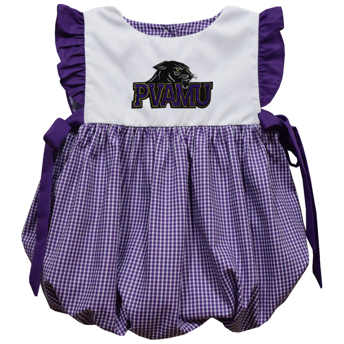 Prairie View AM University Panthers PVAMU Embroidered Purple Gingham Girls Bubble