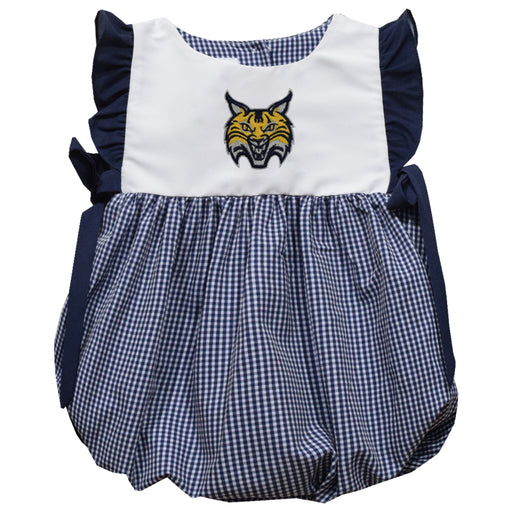 Quinnipiac University Bobcats Embroidered Navy Gingham Bubble