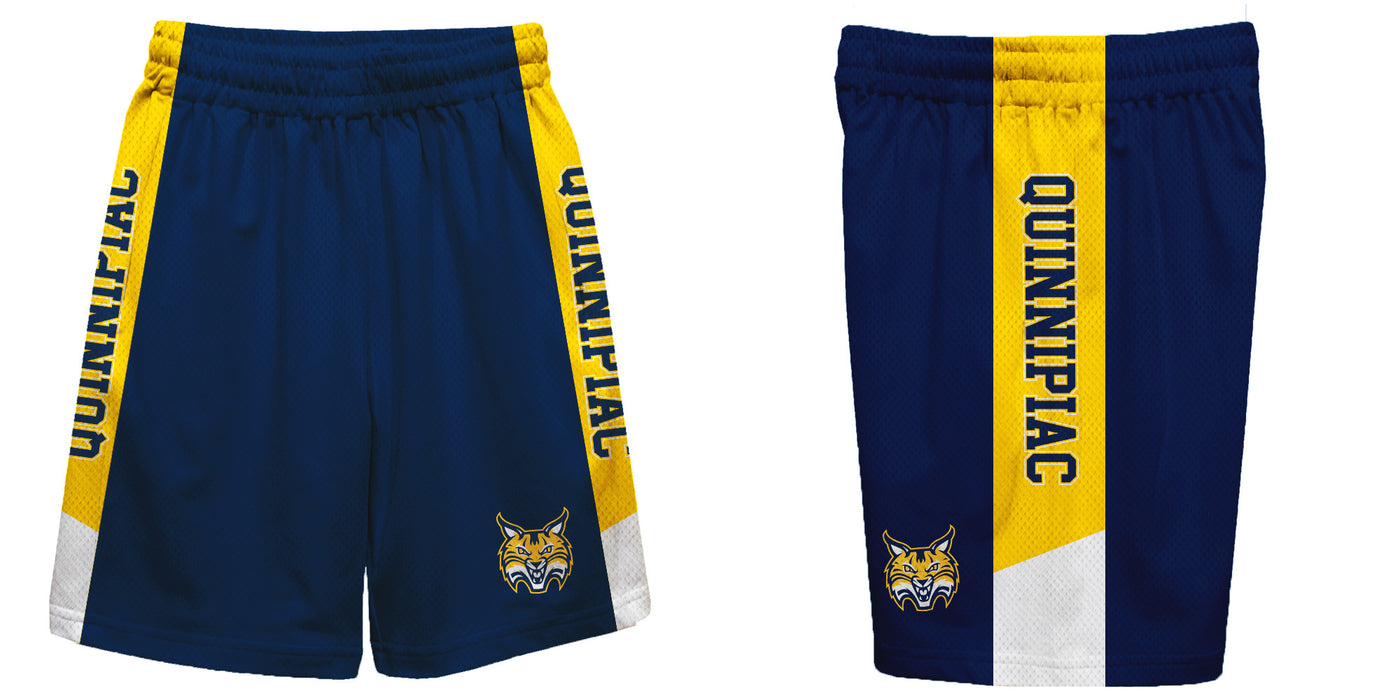 Quinnipiac Bobcats Vive La Fete Game Day Navy Stripes Boys Solid Gold Athletic Mesh Short - Vive La Fête - Online Apparel Store