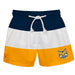 Quinnipiac Bobcats Vive La Fete Navy White Gold Stripes Swimtrunks V1