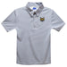 Quinnipiac University Bobcats Embroidered Gray Stripes Short Sleeve Polo Box Shirt