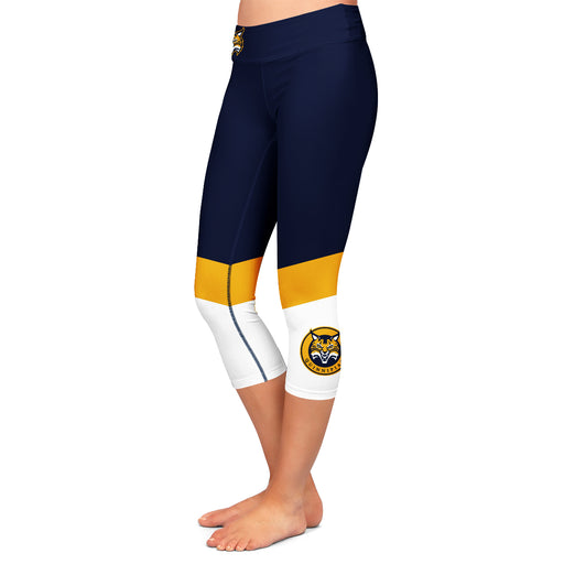 Quinnipiac Bobcats Vive La Fete Game Day Collegiate Ankle Color Block Women Navy White Capri Leggings - Vive La Fête - Online Apparel Store