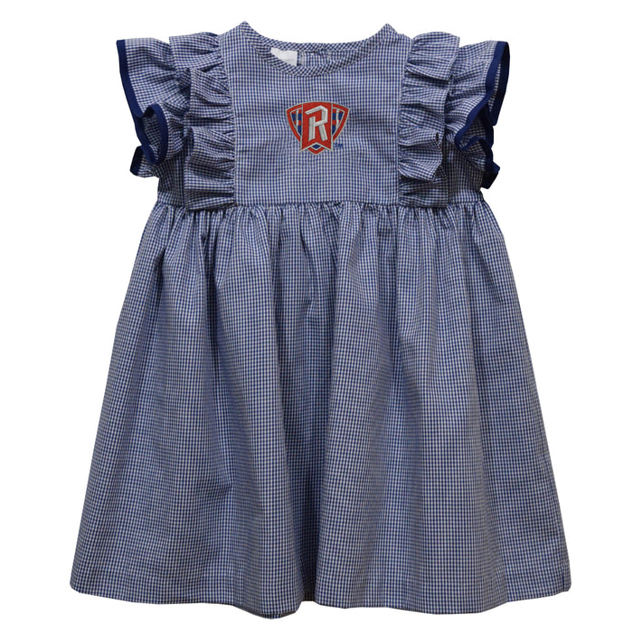 Radford University Highlanders Embroidered Navy Gingham Ruffle Dress