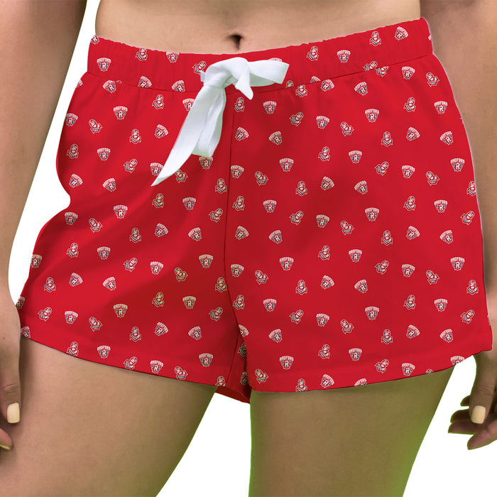 Radford Highlanders Vive La Fete Game Day All Over Logo Women Red Lounge Shorts