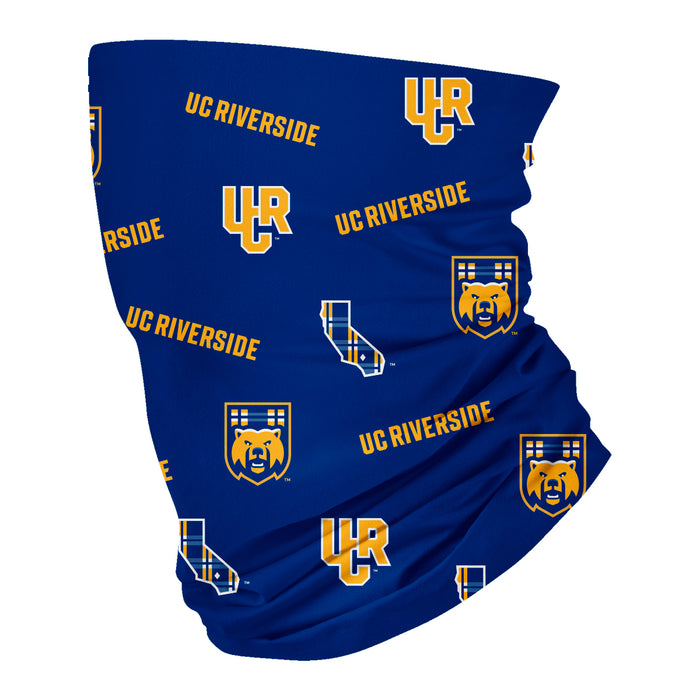 University of California, Riverside Highlanders UCR All Over Logo Collegiate Face Cover Soft 4-Way Stretch Neck Gaiter - Vive La Fête - Online Apparel Store