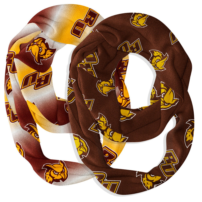 Rowan Profs Vive La Fete All Over Logo Game Day Collegiate Women Set of 2 Light Weight Ultra Soft Infinity Scarfs