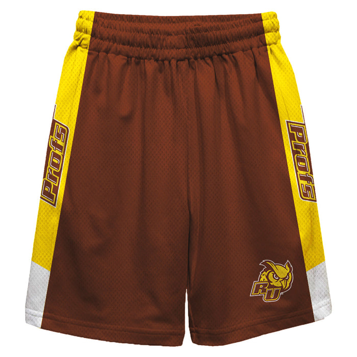 Rowan Profs Vive La Fete Game Day Brown Stripes Boys Solid Gold Athletic Mesh Short