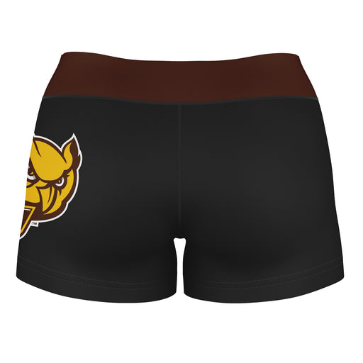 Rowan Profs Vive La Fete Logo on Thigh & Waistband Black & Brown Women Yoga Booty Workout Shorts 3.75 Inseam - Vive La Fête - Online Apparel Store