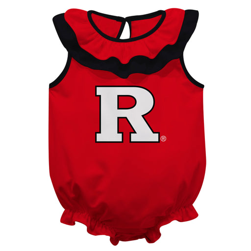 Rutgers State University Scarlet Knights Red Sleeveless Ruffle Onesie Logo Bodysuit