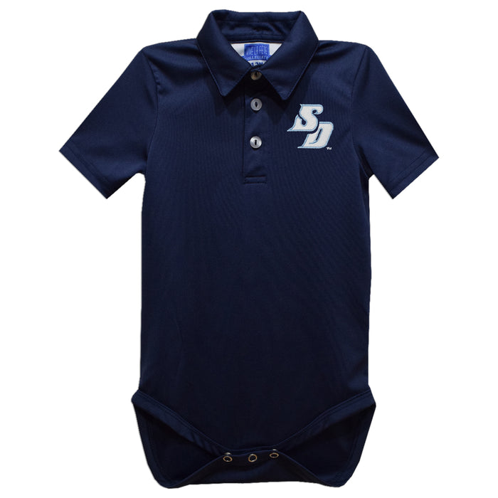 San Diego Toreros Embroidered Navy Solid Knit Boys Polo Bodysuit