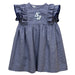 San Diego Toreros Embroidered Navy Gingham Ruffle Dress