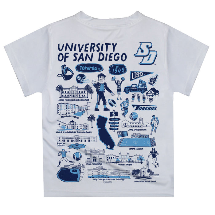 San Diego Toreros Hand Sketched Vive La Fete Impressions Artwork Boys Light Blue Short Sleeve Tee Shirt - Vive La Fête - Online Apparel Store