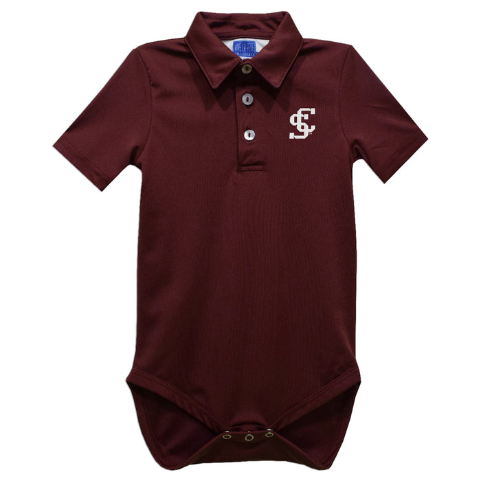 Santa Clara Broncos SCU Embroidered Maroon Solid Knit Polo Onesie