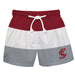 Santa Clara Broncos SCU Vive La Fete Red White Gray Stripes Swimtrunks V1