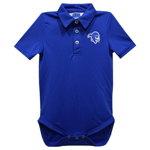 Seton Hall University Pirates Embroidered Royal Solid Knit Polo Onesie