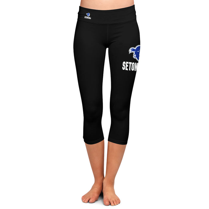 Seton Hall Pirates Vive La Fete Game Day Collegiate Large Logo on Thigh and Waist Women Black Capri Leggings