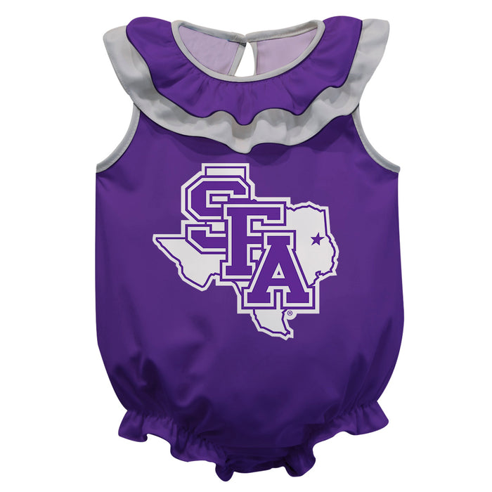 Stephen F. Austin Lumberjacks SFA Purple Sleeveless Ruffle Onesie Logo Bodysuit