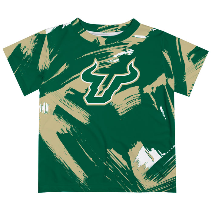 South Florida Bulls USF Vive La Fete Boys Game Day Green Short Sleeve Tee Paint Brush