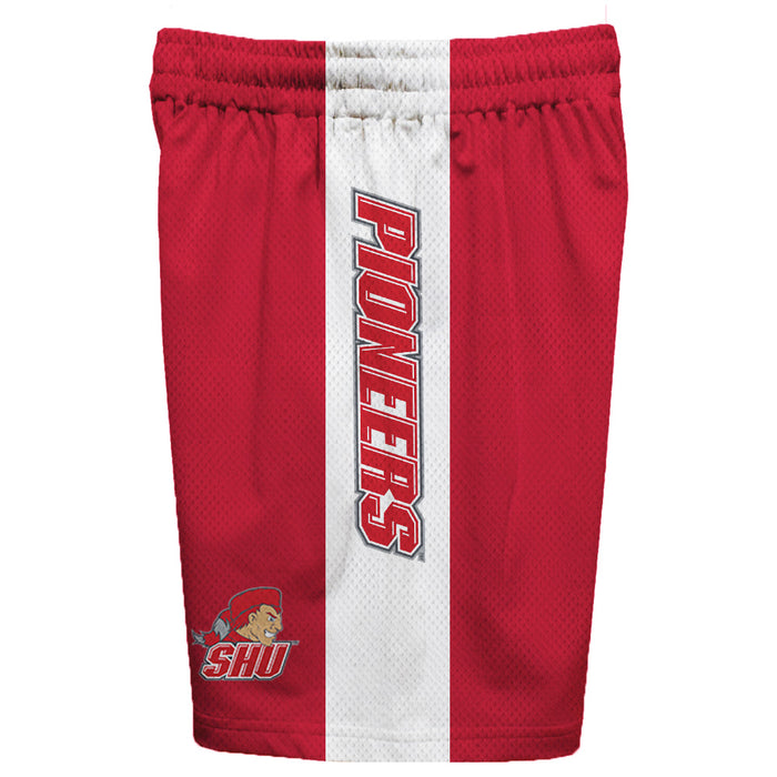 SHU Sacred Heart Pioneers Vive La Fete Game Day Red Stripes Boys Solid White Athletic Mesh Short - Vive La Fête - Online Apparel Store