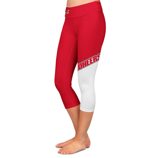 SHU Sacred Heart Pioneers Vive La Fete Game Day Collegiate Leg Color Block Women Red White Capri Leggings - Vive La Fête - Online Apparel Store