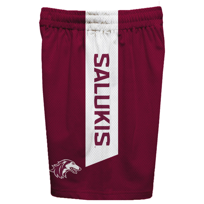 Southern Illinois Salukis SIU Vive La Fete Game Day Maroon Stripes Boys Solid White Athletic Mesh Short - Vive La Fête - Online Apparel Store