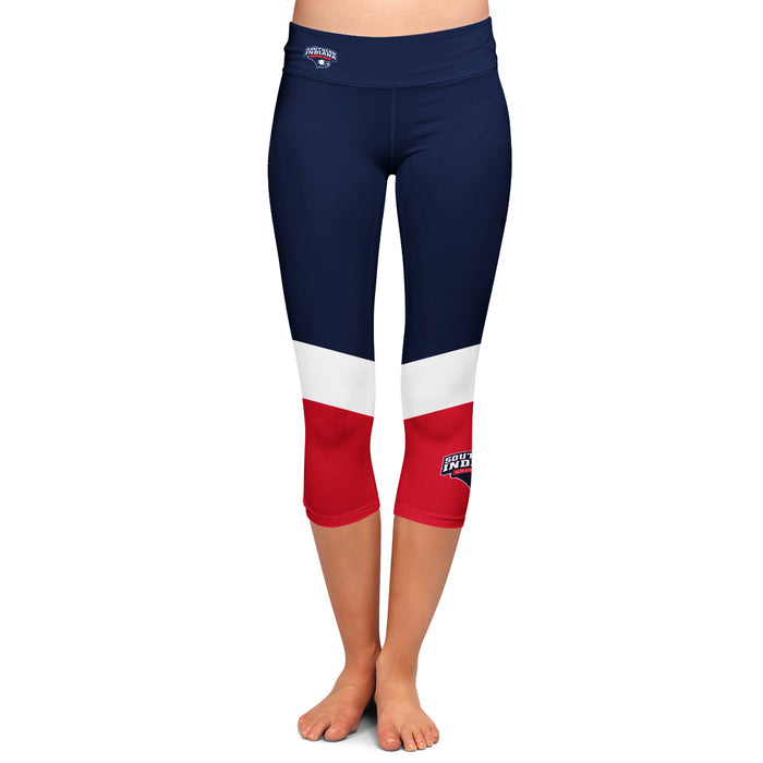 USI Screaming Eagles Vive La Fete Game Day Collegiate Ankle Color Block Girls Blue Red Capri Leggings