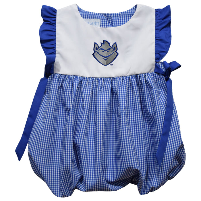 Saint Louis University Billikens SLU Embroidered Royal Gingham Girls Bubble