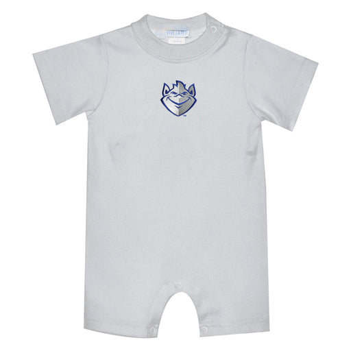 Saint Louis University Billikens SLU Embroidered White Knit Short Sleeve Boys Romper