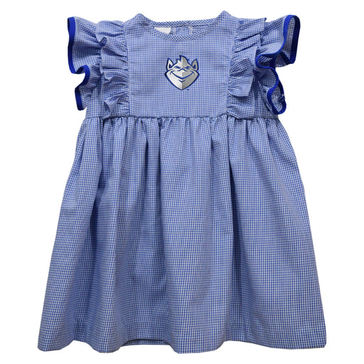 Saint Louis University Billikens SLU Embroidered Royal Gingham Ruffle Dress