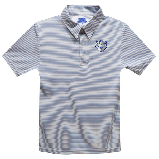 Saint Louis University Billikens SLU Embroidered Gray Stripes Short Sleeve Polo Box Shirt