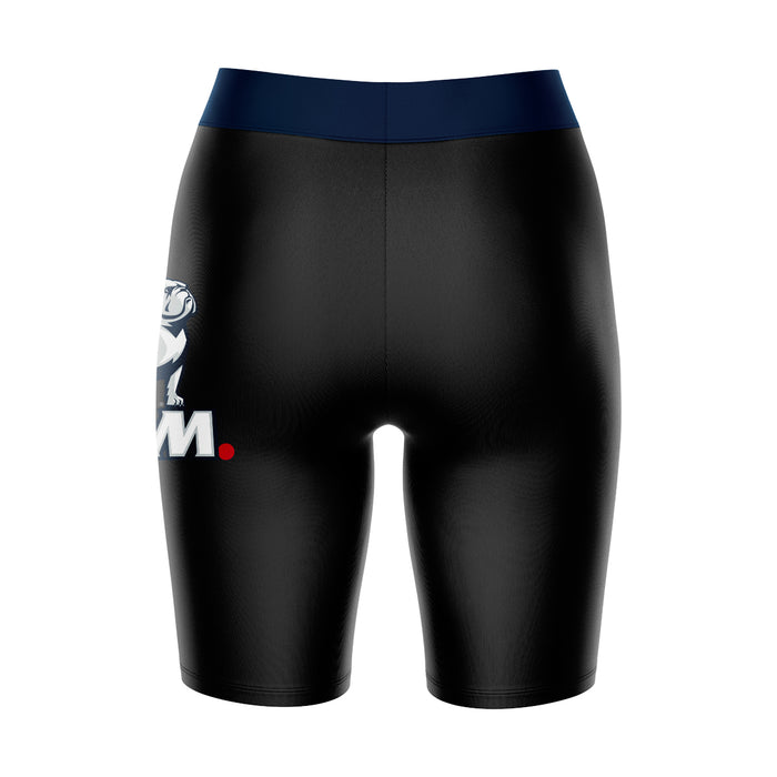 Samford Bulldogs Vive La Fete Game Day Logo on Thigh and Waistband Black and Navy Women Bike Short 9 Inseam - Vive La Fête - Online Apparel Store