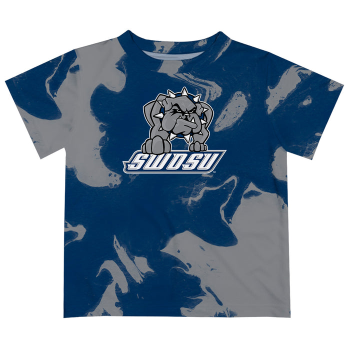 Southwestern Oklahoma State Bulldogs Vive La Fete Marble Boys Game Day Blue Short Sleeve Tee