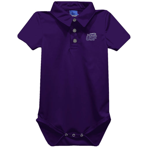 Sioux Falls Cougars USF Embroidered Purple Solid Knit Polo Onesie