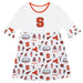 Syracuse Orange 3/4 Sleeve Solid White Repeat Print Hand Sketched Vive La Fete Impressions Artwork on Skirt