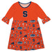 Syracuse Orange 3/4 Sleeve Solid Orange Repeat Print Hand Sketched Vive La Fete Impressions Artwork on Skirt