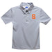 Syracuse Orange Embroidered Gray Stripes Short Sleeve Polo Box Shirt