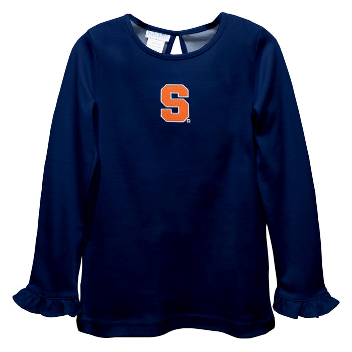 Syracuse Orange Embroidered Navy Knit Long Sleeve Girls Blouse