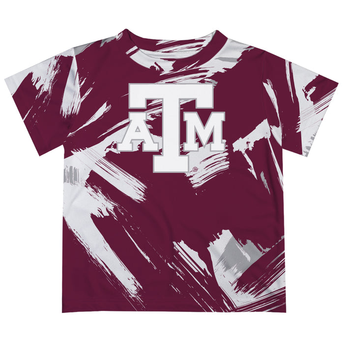 Texas A&M Aggies Vive La Fete Boys Game Day Maroon Short Sleeve Tee Paint Brush