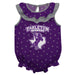 Tarleton State University Swirls Purple Sleeveless Ruffle Onesie Logo Bodysuit