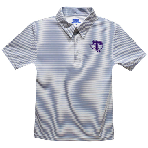 Tarleton State University Embroidered Gray Stripes Short Sleeve Polo Box Shirt