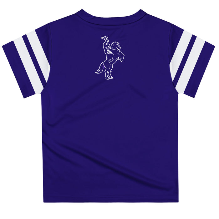 Tarleton State University Vive La Fete Boys Game Day Purple Short Sleeve Tee with Stripes on Sleeves - Vive La Fête - Online Apparel Store