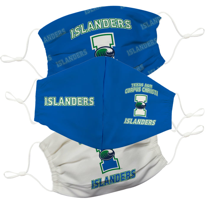 Texas A&M Corpus Christi Islanders 3 Ply Vive La Fete Face Mask 3 Pack Collegiate Unisex Face Covers Reusable Washable - Vive La Fête - Online Apparel Store