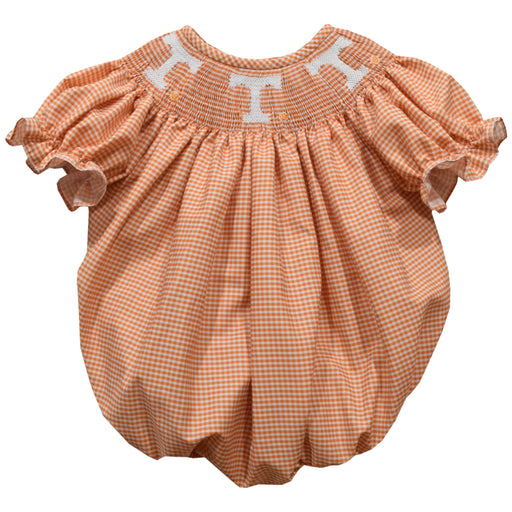 Tennessee Vols Smocked Orange Gingham Short Sleeve Girls Bubble - Vive La Fête - Online Apparel Store