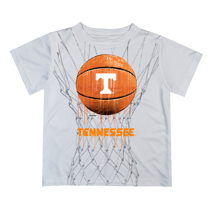 Tennessee Vols Original Dripping Basketball White T-Shirt by Vive La Fete