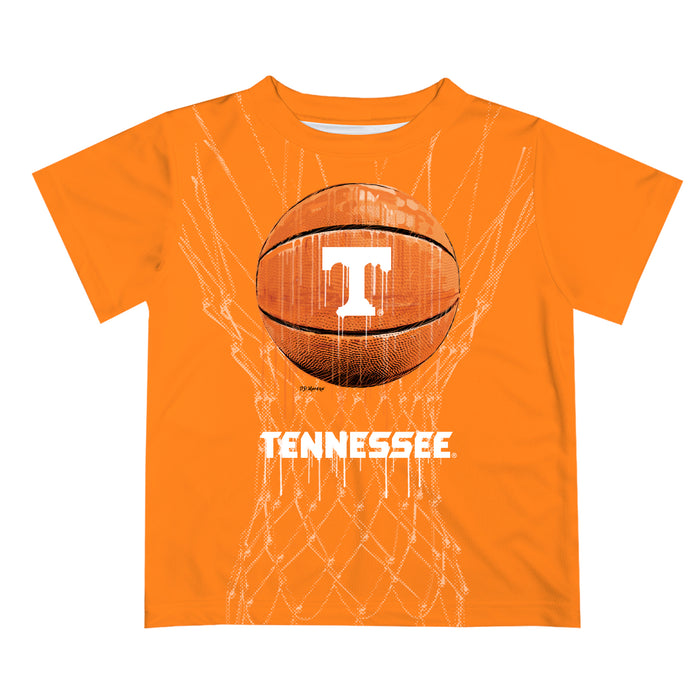 Tennessee Vols Original Dripping Basketball Orange T-Shirt by Vive La Fete